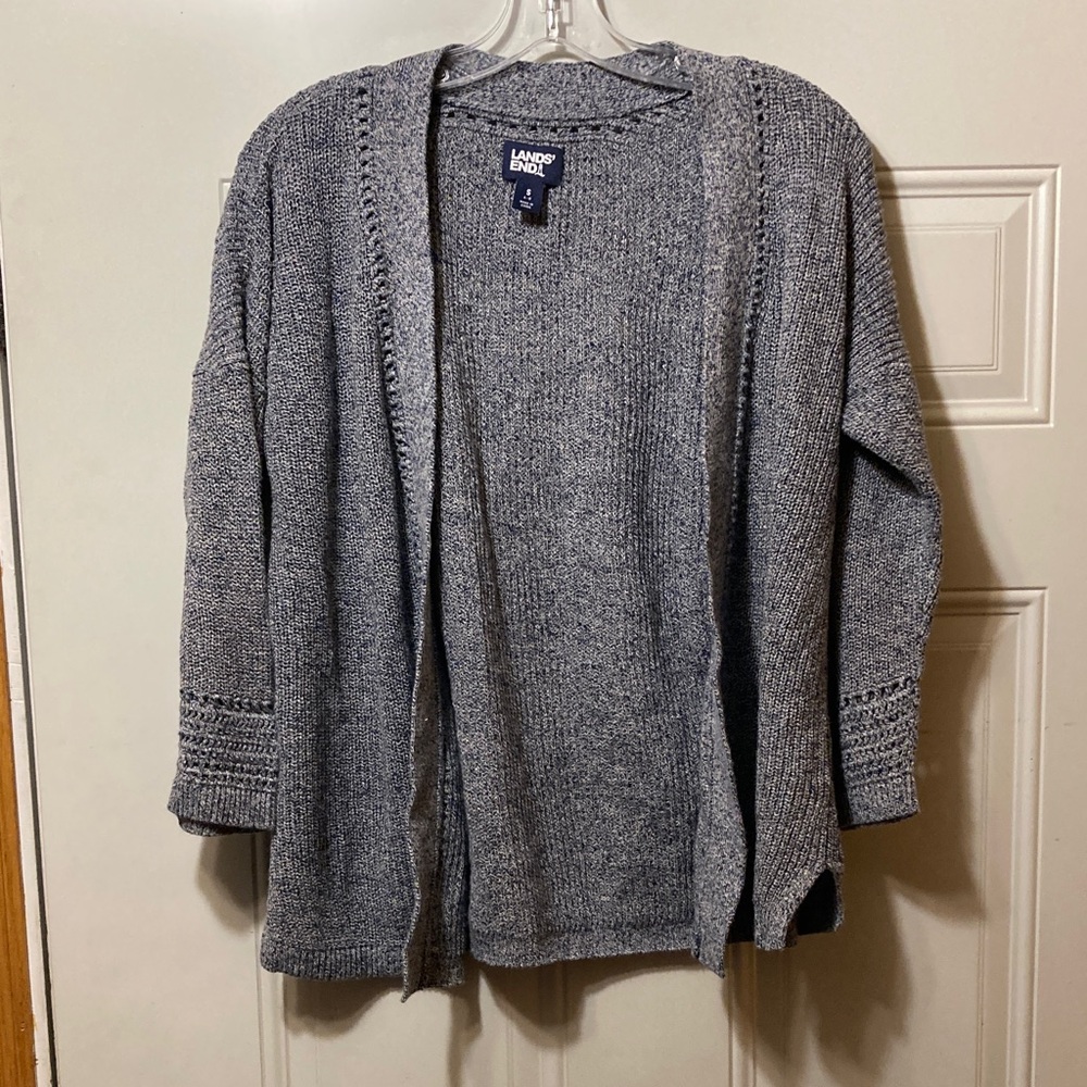 Lands' End Women's Heather Gray Cardigan S